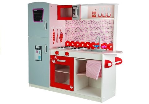 Kuchnia Drewniana Jola Lodówka Mikrofalówka Otwierane Elementy LEAN Toys