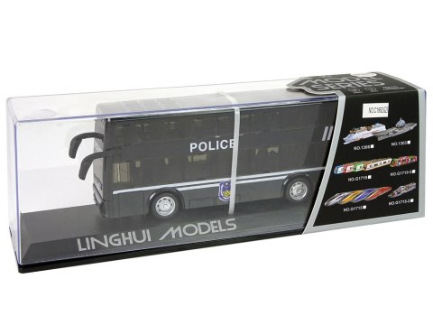 Autobus Policyjny Dwupiętrowy Czarny z Napędem Frykcyjnym LEAN Toys