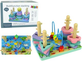 Drewniane Klocki Sorter Morski Świat Koraliki Edukacyjne LEAN Toys
