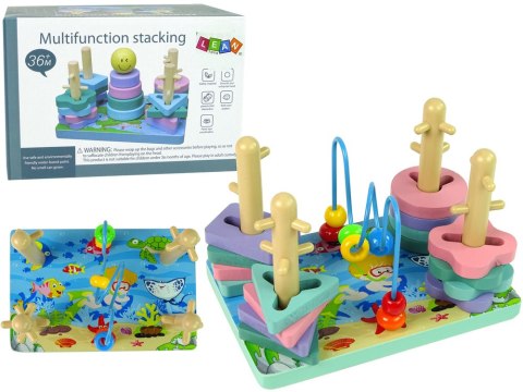Drewniane Klocki Sorter Morski Świat Koraliki Edukacyjne LEAN Toys