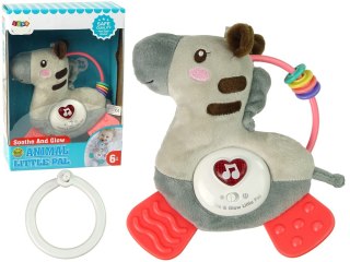 Interaktywna Edukacyjna Zebra Szara Dźwięk Melodie Gryzak Grzechotka LEAN Toys