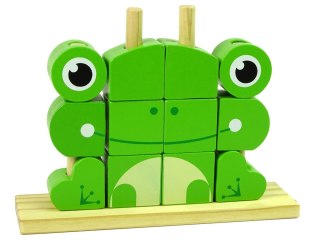 Kreatywne Klocki Drewniane Przestrzenne Układanka Żabka 3D LEAN Toys