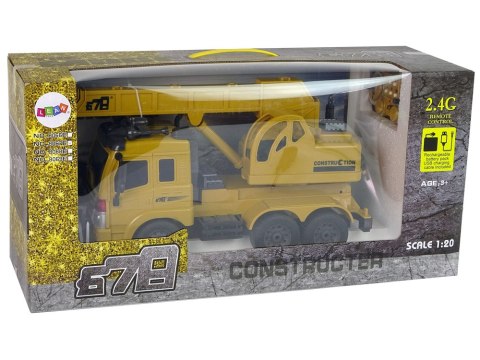 Zdalnie Sterowana Ciężarówka 1:20 Unoszony Dźwig Pilot 2,4G Dźwięk Światła LEAN Toys