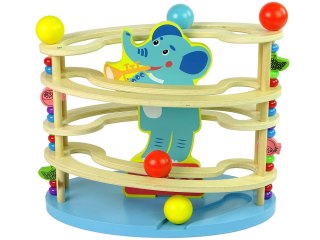 Zjeżdżalnia Piłeczek Słonik Drewniana Koraliki LEAN Toys