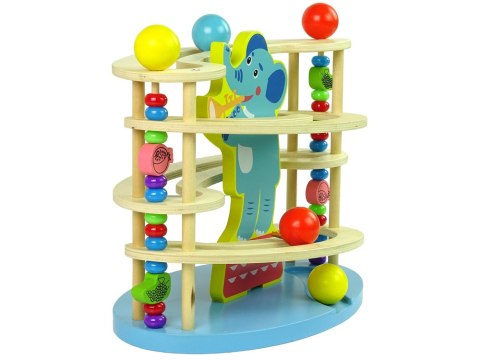 Zjeżdżalnia Piłeczek Słonik Drewniana Koraliki LEAN Toys