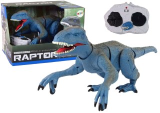 Zdalnie Sterowany Dinozaur Velociraptor Dźwięk Odgłosy Ryczenia Niebieski LEAN Toys