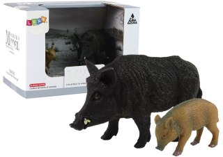 Zestaw 2 figurek Dzik z Młodym Zwierzęta Leśne LEAN Toys