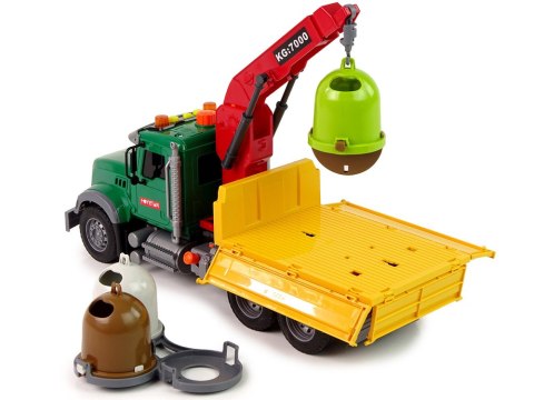 Ciężarówka Auto Dźwig Transport Kosz na Śmieci Dźwięk LEAN Toys