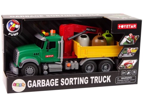 Ciężarówka Auto Dźwig Transport Kosz na Śmieci Dźwięk LEAN Toys