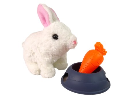 Maskotka Interaktywna Króliczek Królik Biały Miska Marchewka LEAN Toys