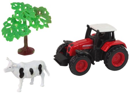 Zestaw Farma Traktor Przyczepa Krowa 1:64 LEAN Toys