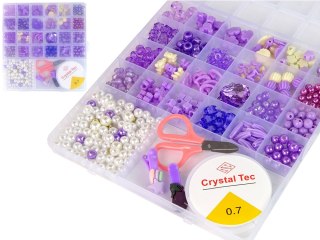 Zestaw Koralików Do Robienia Biżuterii Fioletowe Spinki LEAN Toys