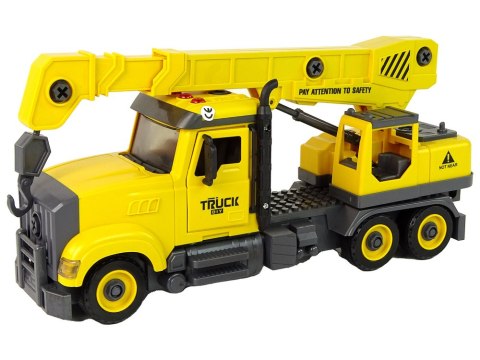 Ciężarówka Dźwig do Rozkręcania i Skręcania Żółta LEAN Toys