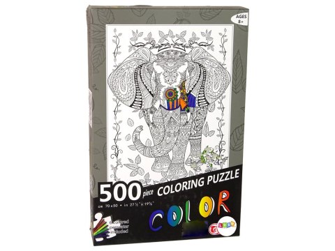 Puzzle Do Kolorowania 500 Elementów Słoń LEAN Toys