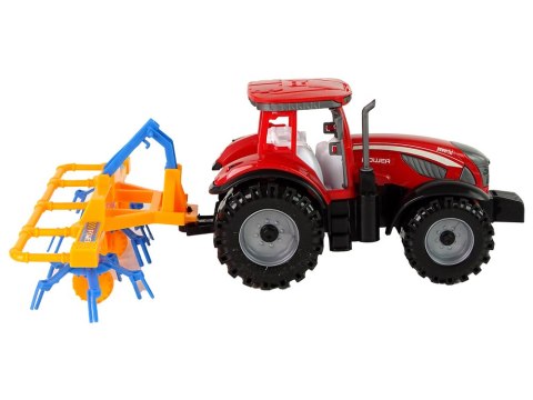 Czerwony Ciągnik ze Zgrabiarką Napęd Frykcyjny LEAN Toys