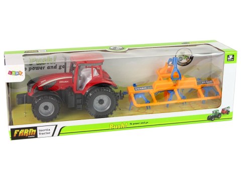 Czerwony Ciągnik ze Zgrabiarką Napęd Frykcyjny LEAN Toys
