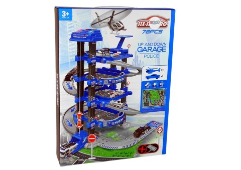 Policyjny Parking Czteropoziomowy 1:64 Pojazdy Dźwięk Światła LEAN Toys