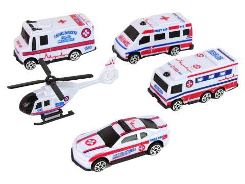 Zestaw Autek Resoraki Pojazdy Straż Pożarna Ambulans LEAN Toys