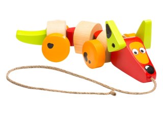 Drewniany Pies Jamnik na sznurku Zabawka do ciągnięcia 13623 LEAN Toys