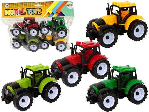 Zestaw Traktorów Rolniczych Farma 4 Sztuki Kolorowe LEAN Toys