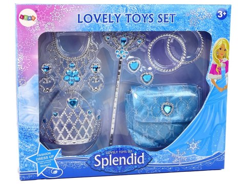 Zestaw dla Małej Księżniczki Korona Bal Karnawałowy Niebieski Akcesoria LEAN Toys