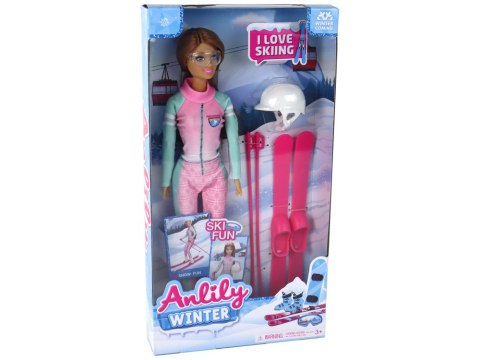 Lalka Anlily Narciarka Zestaw Narciarski Narty LEAN Toys