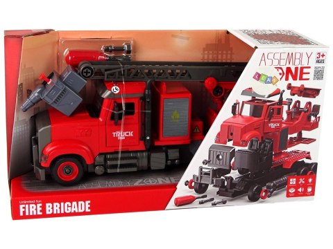 Woź Strażacki Straż Pożarna do Rozkręcania Akcesoria Czerwona LEAN Toys