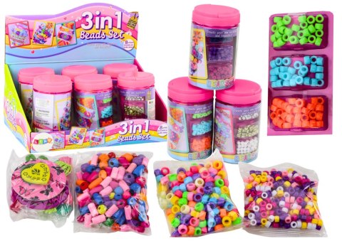 Zestaw Koralików W Słoiku Do Tworzenia Biżuterii 3w1 LEAN Toys