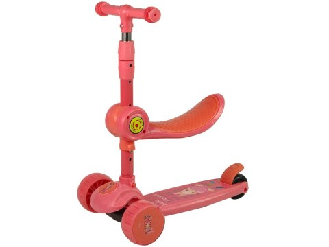 Hulajnoga Trójkołowa Balansowa Siodełko Różowa Muzyka Diody Królik LEAN Toys