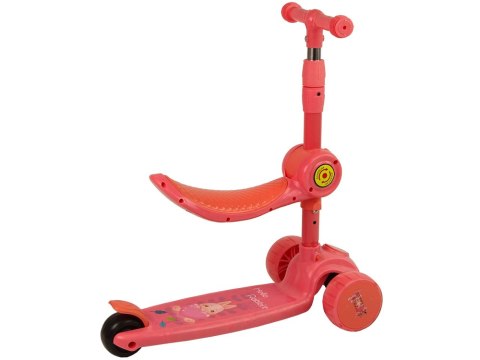 Hulajnoga Trójkołowa Balansowa Siodełko Różowa Muzyka Diody Królik LEAN Toys