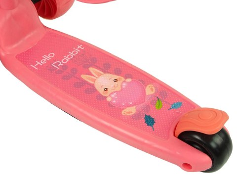 Hulajnoga Trójkołowa Balansowa Siodełko Różowa Muzyka Diody Królik LEAN Toys