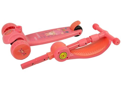 Hulajnoga Trójkołowa Balansowa Siodełko Różowa Muzyka Diody Królik LEAN Toys