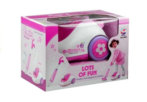 Zestaw Do Sprzątania Zabawkowy Odkurzacz Na Baterie 2 Końcówki Różowy LEAN Toys