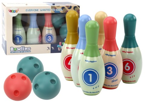 Gra Zręcznościowa Zestaw Kręgli 6szt Kolorowe LEAN Toys