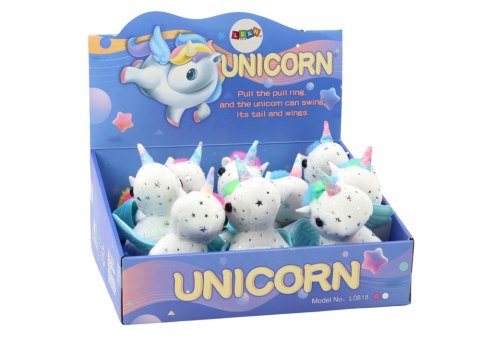 Jednorożec Konik Pluszowy Naciągany Skaczący Biały LEAN Toys