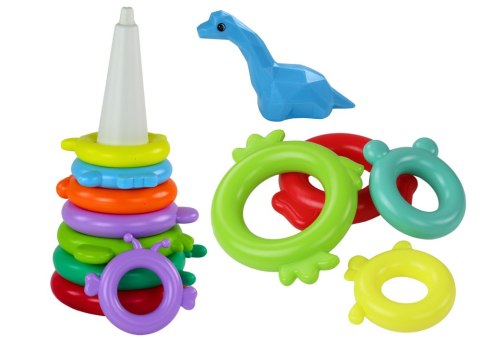 Piramidka Żyrafa Układanka 13 Kółek Kolorowa 43cm x 18cm x 18cm LEAN Toys