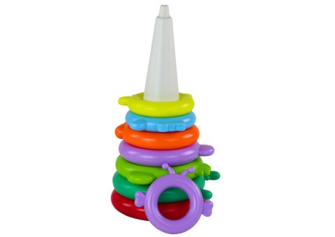 Piramidka Żyrafa Układanka 13 Kółek Kolorowa 43cm x 18cm x 18cm LEAN Toys