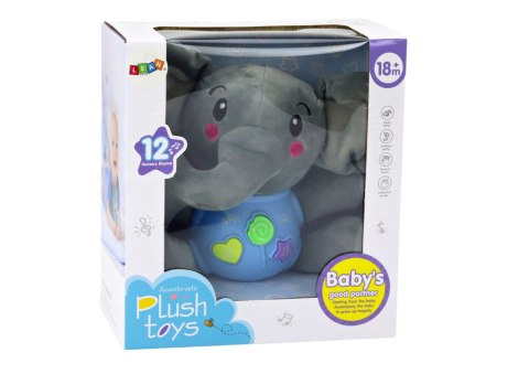Pluszowy Słonik Interaktywny Pluszak Niebieski Grający 19 cm LEAN Toys
