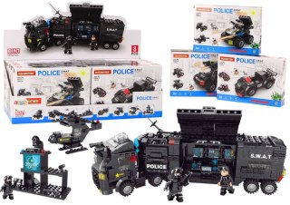 Klocki Konstrukcyjne Służby Specjalne Policja Helikopter Łódź Zestaw MIX LEAN TOYS