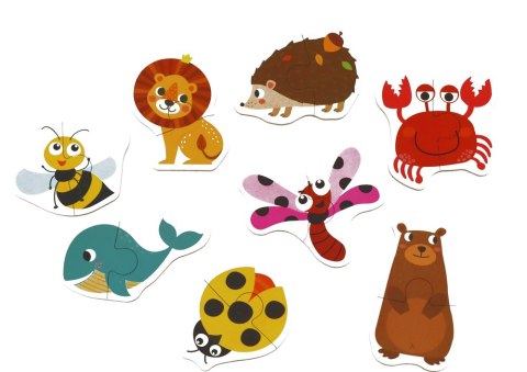 Puzzle Edukacyjne Zwierzątka Układanka Nauka Angielskiego 48 ele. LEAN Toys
