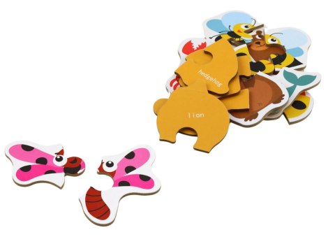 Puzzle Edukacyjne Zwierzątka Układanka Nauka Angielskiego 48 ele. LEAN Toys