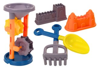 Zestaw Do Piasku Młynek Łopatka Grabki Foremki Pomarańczowy LEAN Toys