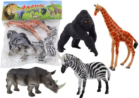 Zestaw Figurek Zwierząt Afrykańskich 4 Sztuki Żyrafa Goryl LEAN TOYS