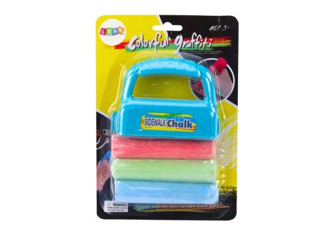 Zestaw Kred Z Uchwytem Gruba Kreda Chodnikowa Niebieski 3 Szt LEAN TOYS