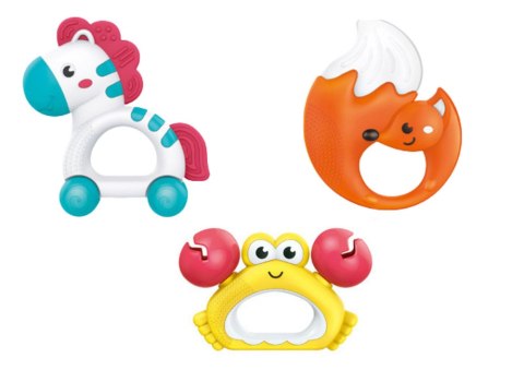 Zestaw Zabawek Dla Niemowlaka Grzechotki Gryzaczki Zebra Krab Lis 3 Szt LEAN Toys