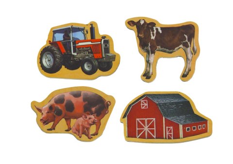 Zestaw Magnesy Drewniane Zwierzęta Domowe Maszyny Rolnicze 20 Sztuk LEAN Toys