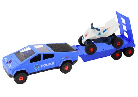 Zestaw Nowoczesne Auto z Quadem i Lawetą Do Rozkręcania DIY Niebieski LEAN Toys