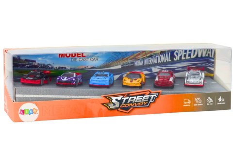 Zestaw Resoraków 1:64 Autka Sportowe Metalowe Pojazdy Mix 6 ele. LEAN Toys