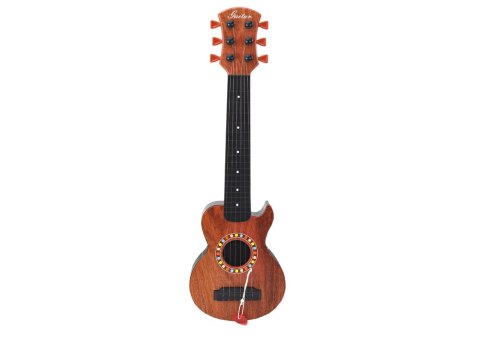 Gitara Zabawkowa Dla Dzieci Brązowa Drewno Kostka Do Gry LEAN Toys