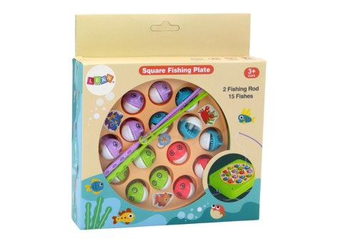 Gra Zręcznościowa Łowienie Rybek 15szt Wędki Zielona LEAN Toys